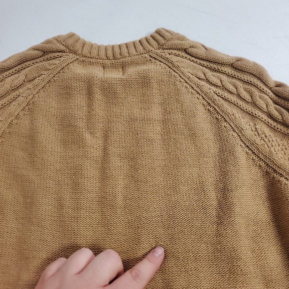Gap Womens Cable Knit Cotton Sweater Size S Tan Old Money Academia Preppy Layers - Picture 9 of 12